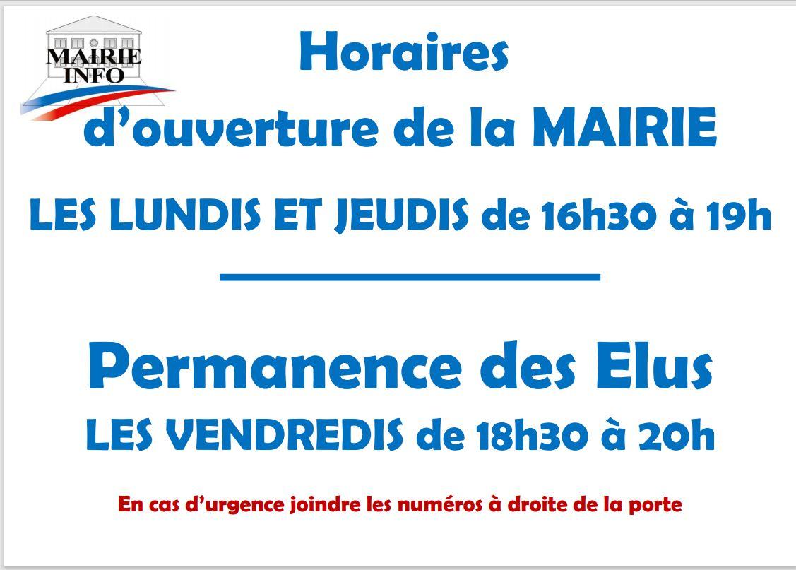 Horaires mairie