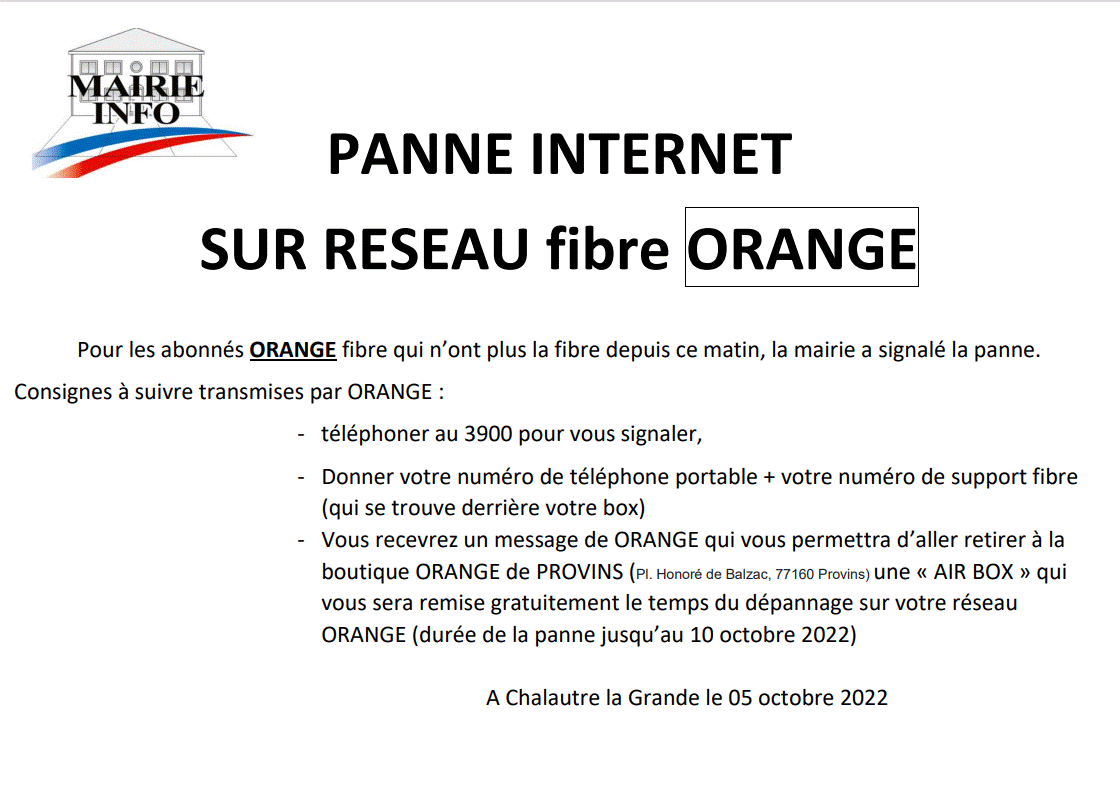 Panne inernet chalautre