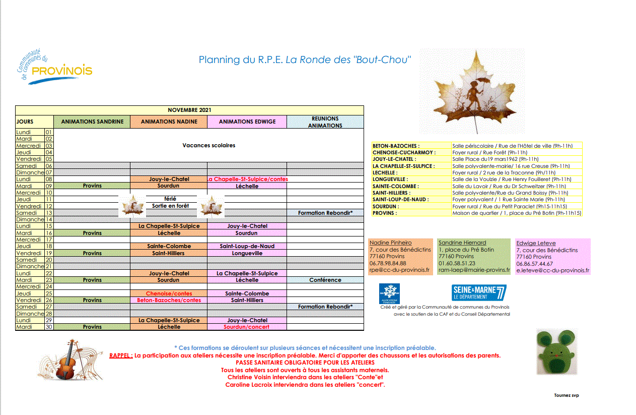 Planning du rpe 1